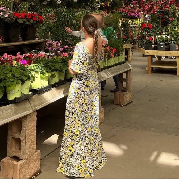 Love stitch Tuscan floral maxi dress